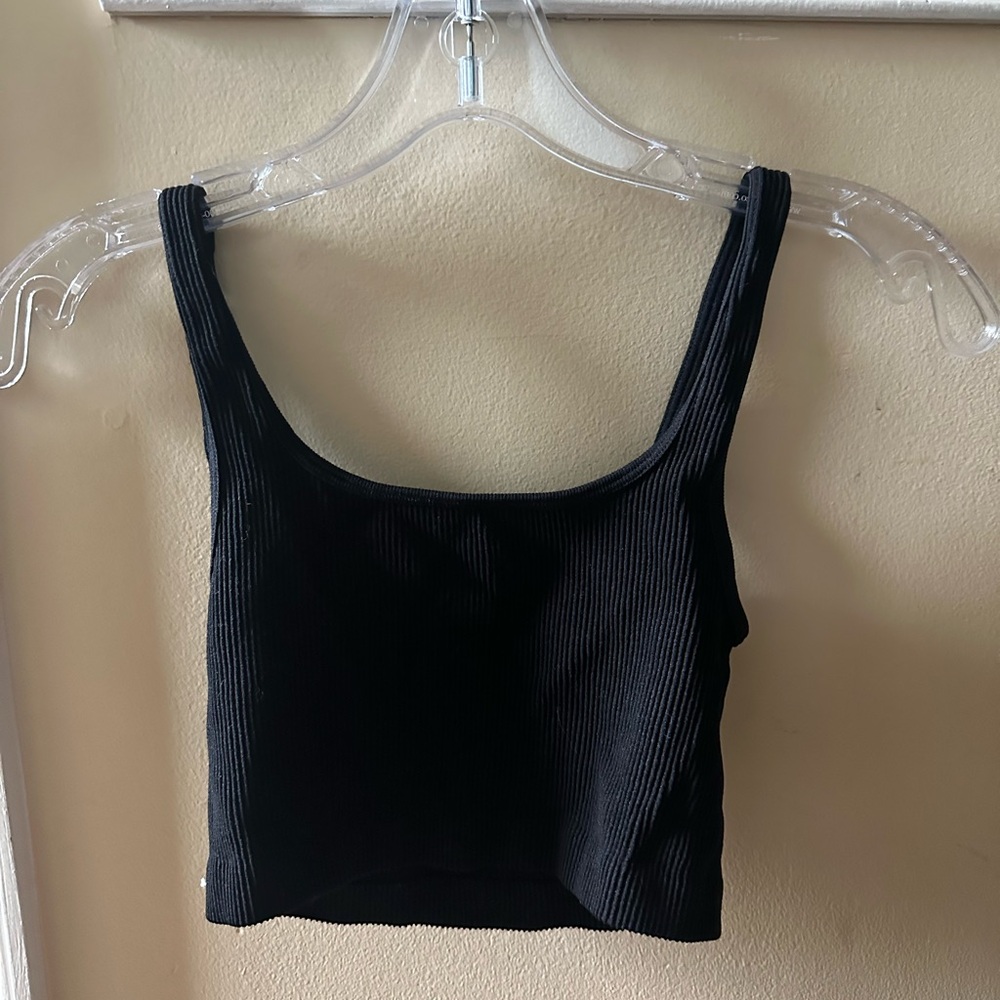 Cotton On Black Sleeveless Fitted Crop Tank Top
